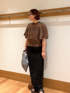 「アイテム（エコバッグ/サブバッグ）」を使った、こずえさん（レディース・160cm）の夏コーディネート