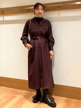 「アイテム（シャツワンピース）」を使った、こずえさん（レディース・160cm）の秋コーディネート