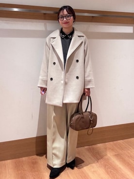 「アイテム（ピーコート）」を使った、こずえさん（レディース・160cm）の冬コーディネート