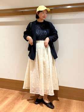 「半袖ニット」｜こずえさん（レディース・160cm）の春コーディネート