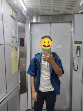 「NET（ネット）のアイテム」を使った、林伯叡さん（メンズ・170cm）の秋コーディネート