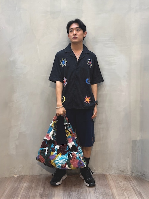 Desigual（デシグアル） シャツ 半袖 マルチモチーフ 刺繍 オープン