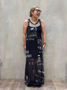 「Desigual（デシグアル）のプリント柄のストラップワンピース（ワンピース、ホワイト系）」を使った、Desigual原宿 STAFFさん（メンズ・167cm）の秋コーディネート