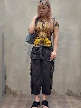 「Desigual（デシグアル）のアイテム（トップス、イエロー系）」を使った、Desigual原宿 STAFFさん（メンズ・167cm）の夏コーディネート