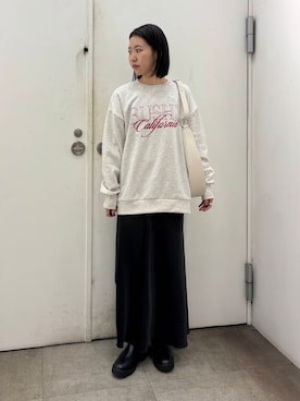 「新作」｜「アイテム（スウェット）」を使った、kannaさん（レディース・154cm）の冬コーディネート