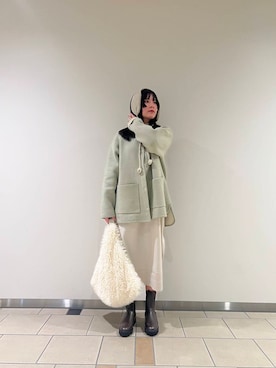 「アイテム（イヤーマフ）」を使った、𖤐KIRA𖤐 さん（レディース・158cm）の冬コーディネート