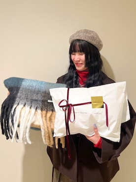 「赤アイテム」｜𖤐KIRA𖤐 さん（レディース・158cm）の冬コーディネート