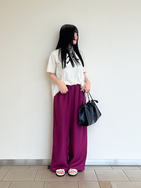 「ITEMS URBANRESEARCH（アイテムズ アーバンリサーチ）のバックシャンレースTシャツ（Tシャツ/カットソー、ホワイト系）」を使った、‪☆KIRA‪☆さん（レディース・158cm）の夏コーディネート
