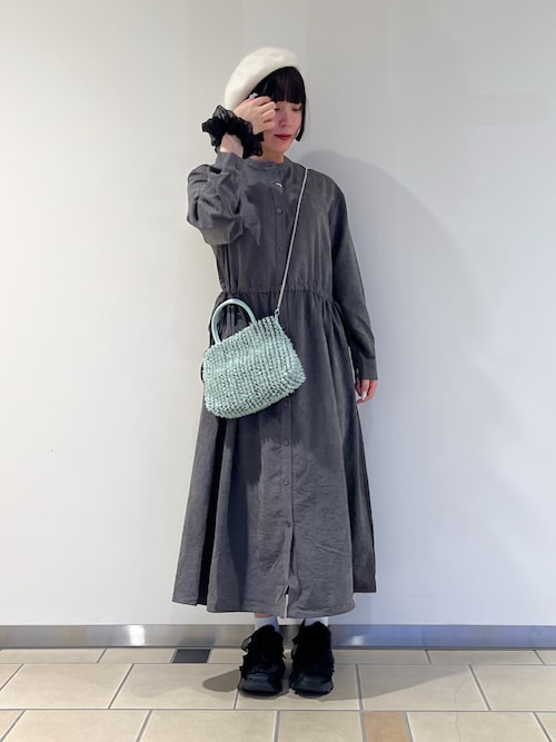 セール】『イージーケア』ウエストギャザーロングスリーブワンピース