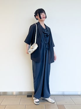 「アイテム（その他アウター、グレー系）」を使った、𖤐KIRA𖤐 さん（レディース・158cm）の夏コーディネート