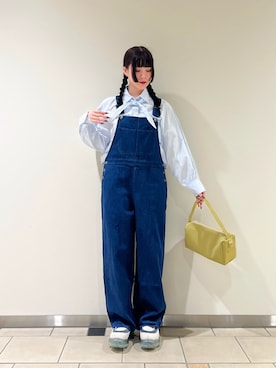 「URBAN RESEARCH（アーバンリサーチ）のスカーフ付きワイドショートシャツ（Shirts、ブルー系）」を使った、𖤐KIRA𖤐 さん（レディース・158cm）の春コーディネート