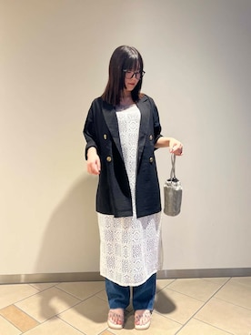 「レイヤード」｜「アイテム（その他アウター）」を使った、𖤐KIRA𖤐 さん（レディース・158cm）の夏コーディネート