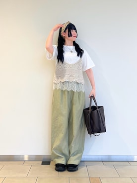 「ITEMS URBANRESEARCH（アイテムズ アーバンリサーチ）のアイテム（Tシャツ/カットソー）」を使った、𖤐KIRA𖤐 さん（レディース・158cm）の春コーディネート
