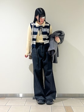 「アイテム（ノーカラージャケット）」を使った、𖤐KIRA𖤐 さん（レディース・158cm）の秋コーディネート