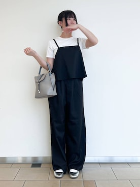 「アイテム（オールインワン・サロペット、ホワイト系）」を使った、𖤐KIRA𖤐 さん（レディース・158cm）の夏コーディネート