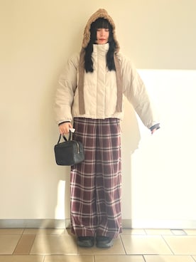 「アイテム（パンツ、レッド系）」を使った、𖤐KIRA𖤐 さん（レディース・158cm）の冬コーディネート