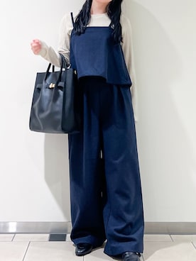 「ITEMS URBANRESEARCH（アイテムズ アーバンリサーチ）のインナー付きウールライクセットアップ（セットアップ、ブルー系）」を使った、‪☆KIRA‪☆さん（レディース・158cm）の秋コーディネート