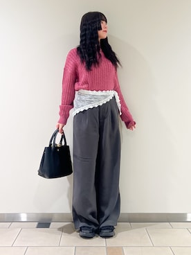 「アイテム（バンダナ/スカーフ）」を使った、𖤐KIRA𖤐 さん（レディース・158cm）の秋コーディネート