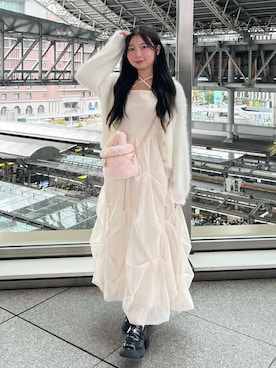 「one after another NICE CLAUP（ワンアフターアナザーナイスクラップ）のアイテム（ワンピース）」を使った、ねねさん（レディース・148cm）の秋コーディネート