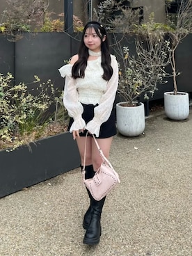 「one after another NICE CLAUP(ワンアフターアナザーナイスクラップ)の2WAYワンショルブラウス(シャツ/ブラウス、その他)」を使った、ねねさん(レディース・148cm)の春コーディネート
