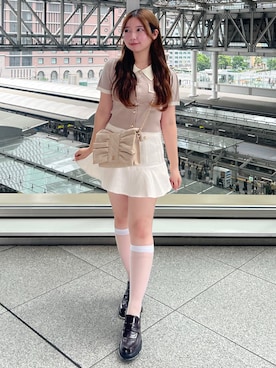 「アイテム（ローファー）」を使った、ねねさん（レディース・148cm）の夏コーディネート