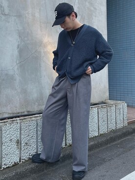 「GEVACO（ゲバコ）のアイテム（スラックス）」を使った、りきさん（メンズ・168cm）の秋コーディネート