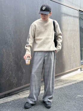 「GEVACO（ゲバコ）のアイテム（スラックス）」を使った、りきさん（メンズ・168cm）の秋コーディネート