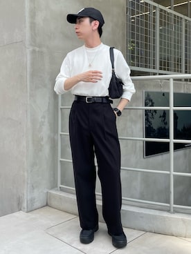 「GEVACO（ゲバコ）のアイテム（スラックス）」を使った、りきさん（メンズ・168cm）の秋コーディネート