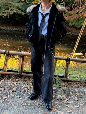 「アイテム（ウォレットチェーン）」を使った、yukitさん（メンズ・164cm）の冬コーディネート