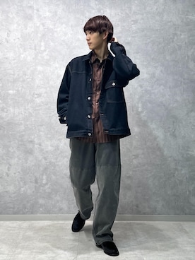 「ADAM ET ROPE'（アダムエロペ）のデニム トラッカー ジャケット / ADAM ET ROPE' JEANS -PERS-（デニムジャケット）」を使った、nakajiryoさん（メンズ・178cm・20代）の秋コーディネート
