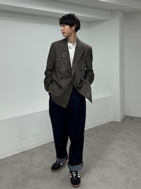 「アイテム（テーラードジャケット）」を使った、nakajiryoさん（メンズ・178cm）の秋コーディネート