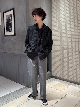 「Gramicci（グラミチ）の《別注》【GRAMICCI/グラミチ】2WAY STRETCH WIDE STRAIGHT（スラックス、グレー系）」を使った、nakajiryoさん（メンズ）の春コーディネート