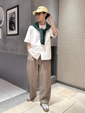「ADAM ET ROPE'（アダムエロペ）の接触冷感【MINUS】オープンカラーシャツ/ストレッチ/オーバーサイズ / 遮熱 / UVカット / 吸水拡散（シャツ/ブラウス、ホワイト系）」を使った、nakajiryoさん（メンズ）の夏コーディネート