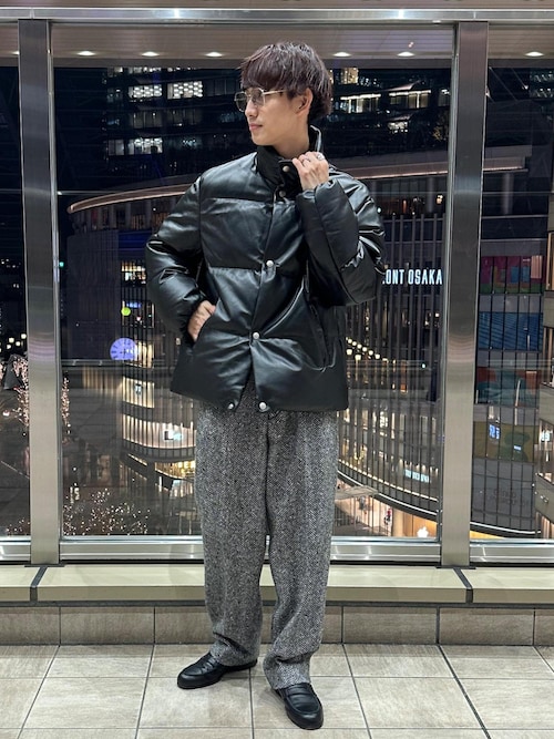 ヘリンボンツイード ワイドテーパードスラックス / セットアップ対応