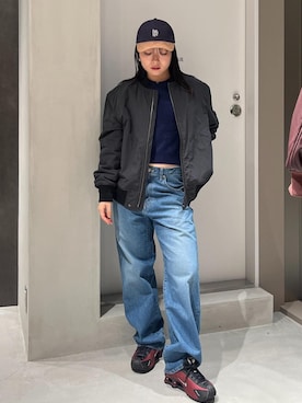 「アイテム（キャップ）」を使った、HINAさん（レディース・162cm・20代）の秋コーディネート