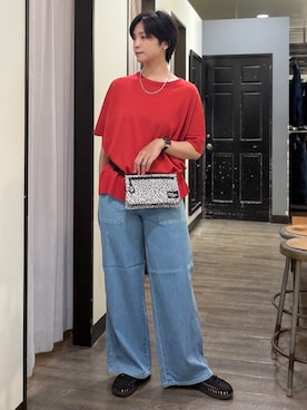「SOMETHING（サムシング）のアイテム（パンツ）」を使った、AYUMiさん（レディース・166cm）の夏コーディネート