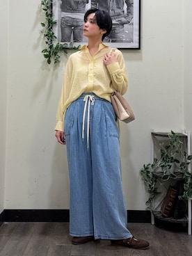 「Right-on（ライトオン）の「ＣＯＯＬＴＯＵＣＨ」デニムパンツ（デニムパンツ、ブルー系）」を使った、AYUMiさん（レディース・166cm）の夏コーディネート