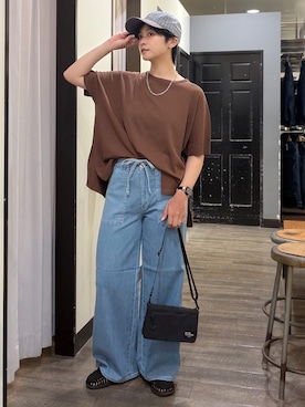 「SOMETHING（サムシング）のアイテム（パンツ）」を使った、AYUMiさん（レディース・166cm）の夏コーディネート