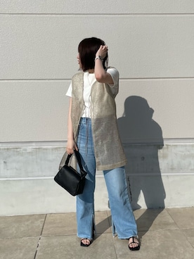 「ジレ」｜「アイテム（ブルゾン）」を使った、nanamiさん（レディース・163cm）の夏コーディネート