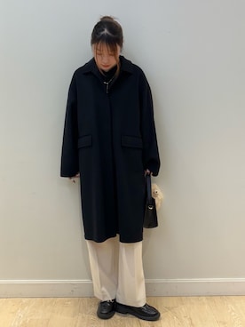 「アイテム（ステンカラーコート）」を使った、nanamiさん（レディース・163cm）の秋コーディネート