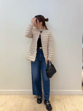 「アイテム（ダウンジャケット/コート）」を使った、nanamiさん（レディース・163cm）の秋コーディネート