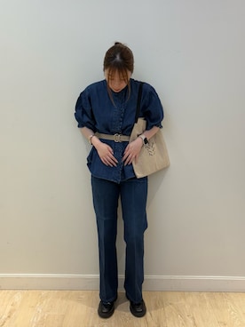「ハイウエストデニム」｜nanamiさん（レディース・163cm）の夏コーディネート