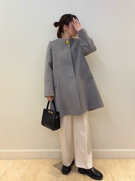 「ノーリーズ」｜「アイテム（ノーカラーコート）」を使った、nanamiさん（レディース・163cm）の冬コーディネート