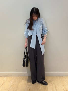 「NOLLEY’S（ノーリーズ）のニュアンスバックルベルト15（ベルト、ブラック系）」を使った、nanamiさん（レディース・163cm）の秋コーディネート