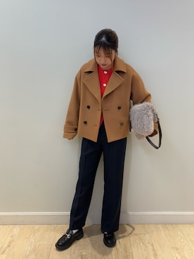 「アイテム（ピーコート）」を使った、nanamiさん（レディース・163cm）の秋コーディネート