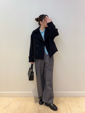 「アイテム（ピーコート）」を使った、nanamiさん（レディース・163cm）の秋コーディネート