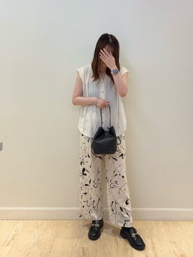 「ブラウスコーデ」｜「アイテム（アクセサリー）」を使った、nanamiさん（レディース・163cm）の夏コーディネート