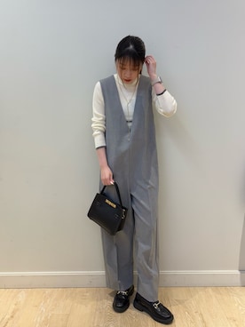 「アイテム（つなぎ/オールインワン）」を使った、nanamiさん（レディース・163cm）の冬コーディネート