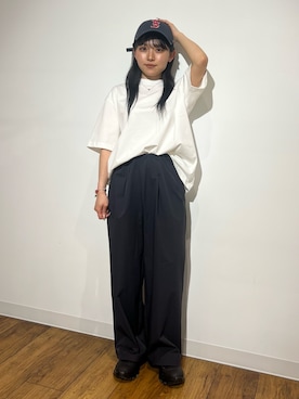 「SENSE OF PLACE by URBAN RESEARCH(センスオブプレイスバイアーバンリサーチ)の撥水ウエストタックルーズパンツ(その他パンツ、ブラック系)」を使った、あんりさん(レディース・152cm)の春コーディネート