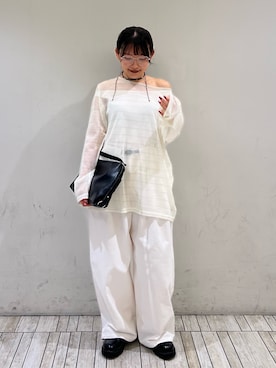 「SMELLY(スメリー)のメタルクラウンパントダテメガネ(メガネ、シルバー系)」を使った、あんりさん(レディース・152cm)の秋コーディネート